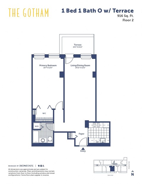 the gotham 1 bed 1 bath floor plan